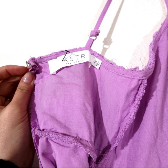 NEW ASTR Sheer Lace V Neck A Line Fit and Flare Midi Dress Orchid Purple XS - Picture 12 of 13